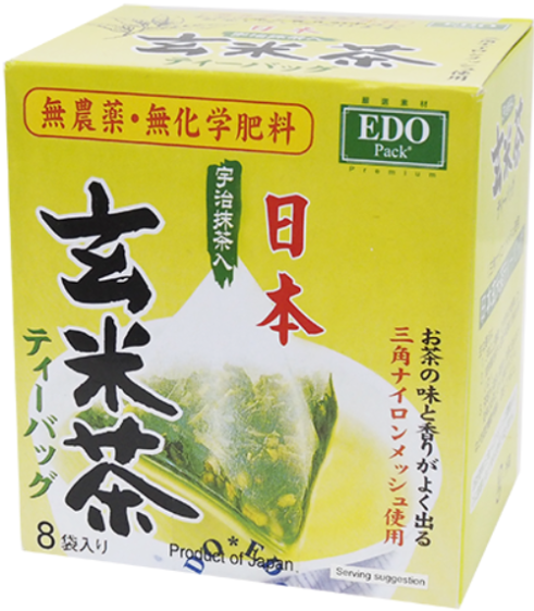 EDO 日本宇治抹茶【玄米茶】三角茶包 无农药 无化学肥料 (8袋装) 24g 